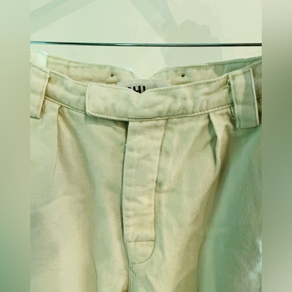 Ecru washed twill wide leg capri Sz M - Picture 3 of 8